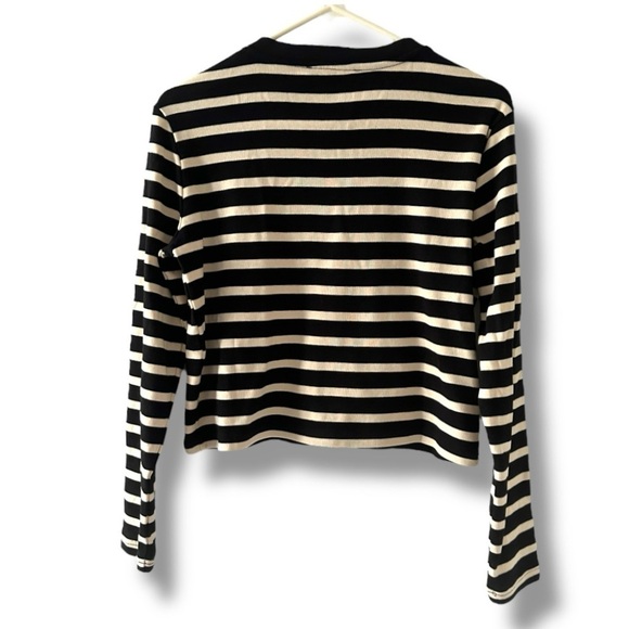 NWT Mango Black Cream Knitted Cardigan Gold Buttons Women’s Size Large Preppy - Picture 3 of 16